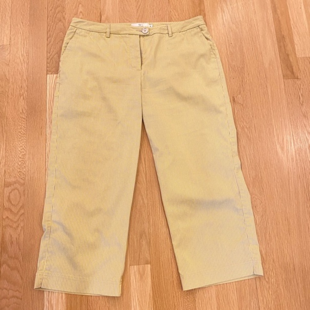 Bugatchi Woman Yellow/Blue Soft Strip Crop Pant